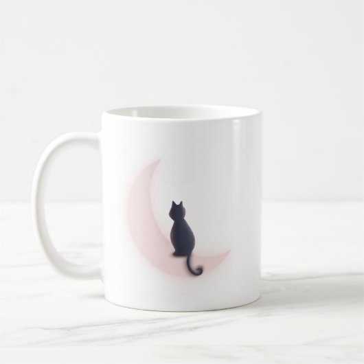 Minimalistische Mystery Charm Crescent Moon Cat Pi Koffiemok (Links)