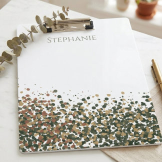 Minimalistische naam aardetone confetti klembord
