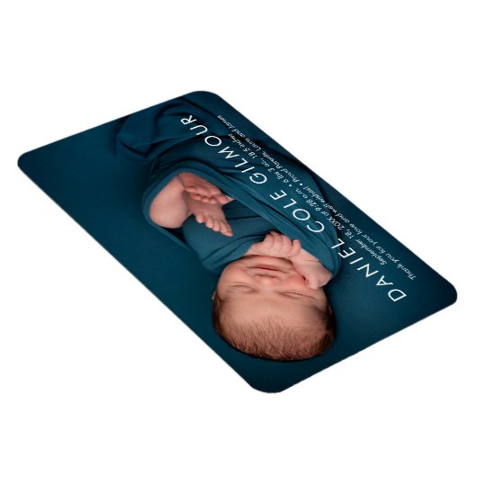 Minimalistische naam babyjongen Foto geboorteaanko Magneet (Rechterzijde)