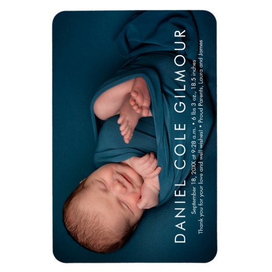 Minimalistische naam babyjongen Foto geboorteaanko Magneet (Verticaal)
