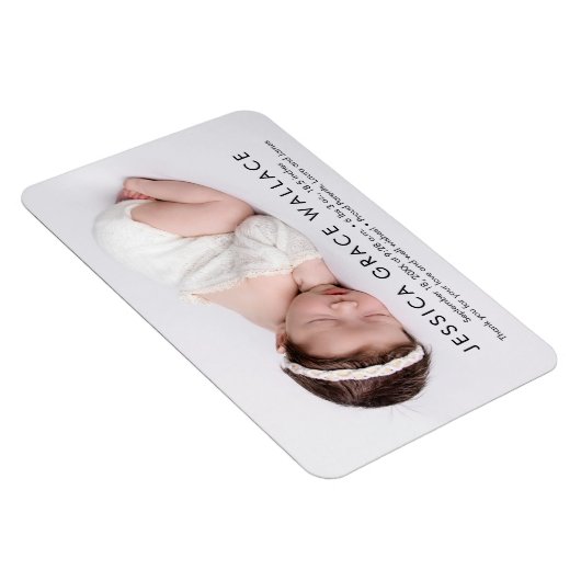 Minimalistische naam babymeisje Foto geboorteaanko Magneet (Rechterzijde)
