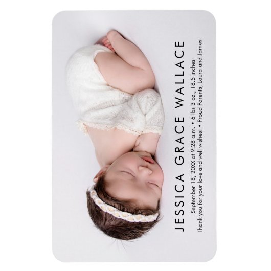 Minimalistische naam babymeisje Foto geboorteaanko Magneet (Verticaal)