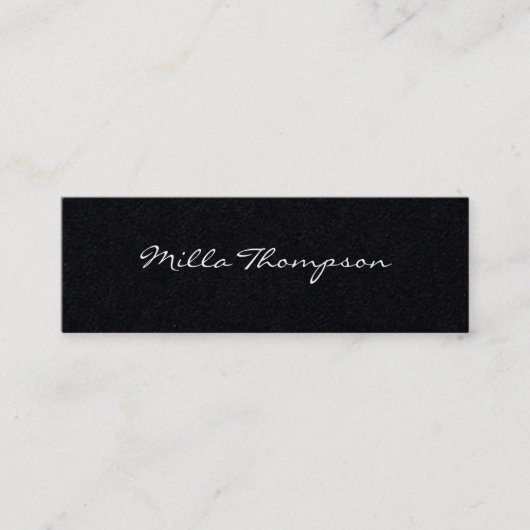 Minimalistische naam & contact-telefoon donker mini visitekaartje (Voorkant)