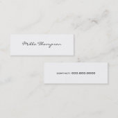 Minimalistische naam & contactnummer wit mini visitekaartje (Voorkant / Achterkant)