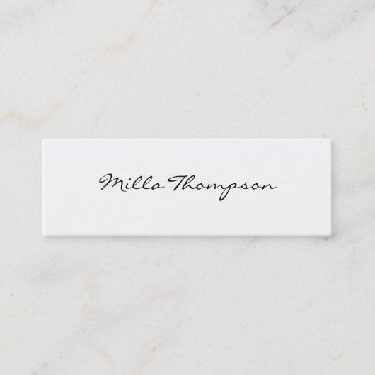 Minimalistische naam & contactnummer wit mini visitekaartje (Voorkant)