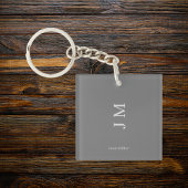 Minimalistische naam en Initialen Chic Grey Sleutelhanger