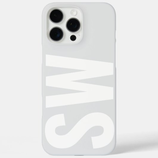 Minimalistische Naam Initiaal Grijs Wit Custom Mon Case-Mate iPhone Case (Achterkant)