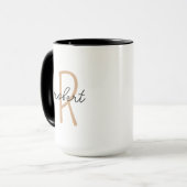 Minimalistische naam Initiaal Monogram Kerstcadeau Mok (Voorkant links)