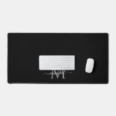 Minimalistische Naam Initiaal Zwart Bureaumat (Keyboard & Muis)