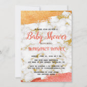 Minimalistische naam Pas wit marmeren Baby shower  Kaart (Voorkant)