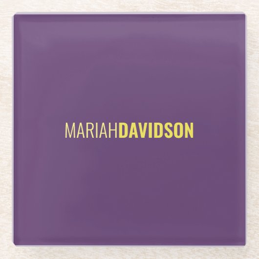 Minimalistische naam Professional Indigo & Geel Glazen Onderzetter (Voorkant)