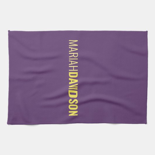 Minimalistische naam Professional Indigo & Geel Theedoek (Horizontaal)