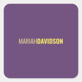 Minimalistische naam Professional Indigo & Geel Vierkante Sticker