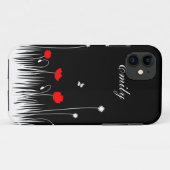 Minimalistische naam Red Black and White Poppies M Case-Mate iPhone Case (Achterkant (horizontaal))
