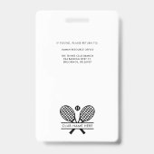 Minimalistische naam tennisclub werknemer ID Custo Badge (Back)