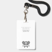 Minimalistische naam tennisclub werknemer ID Custo Badge (Back with Lanyard)