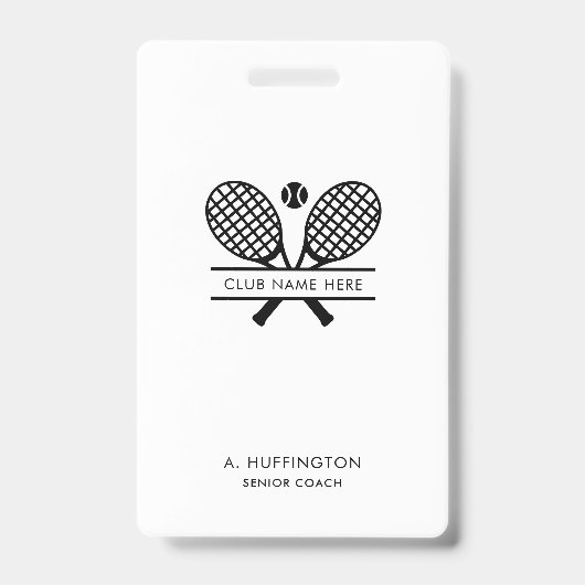 Minimalistische naam tennisclub werknemer ID Custo Badge (Front)