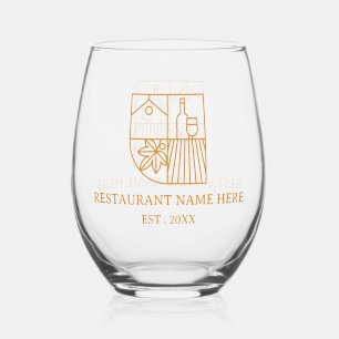 Minimalistische naam van restaurant wijnglas zonder voet