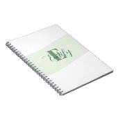 Minimalistische naammonogram retro groen notitieboek (Rechterzijde)