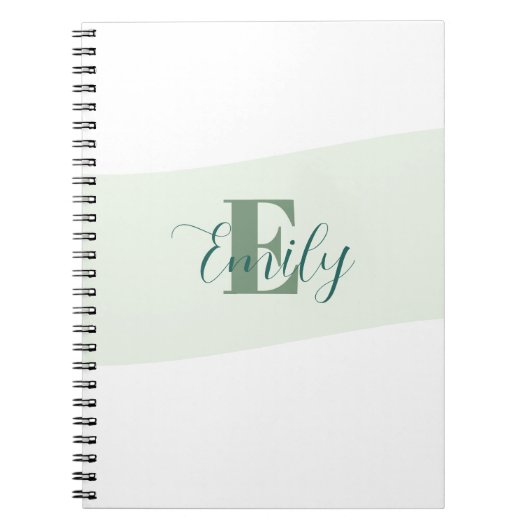 Minimalistische naammonogram retro groen notitieboek (Voorkant)