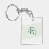 Minimalistische naammonogram retro groen sleutelhanger (Voorkant Links)