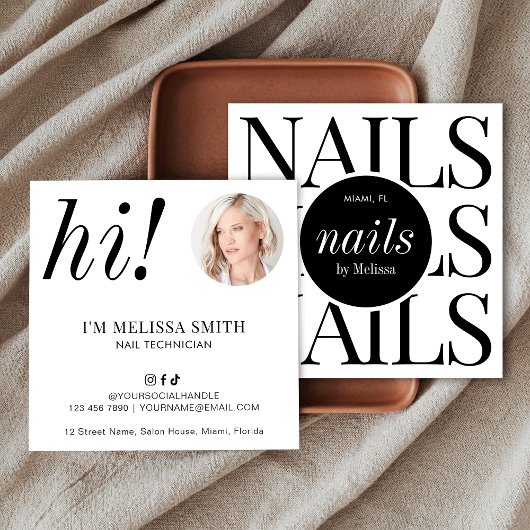 Minimalistische Nail Artist Salon Manicure Moderne Vierkante Visitekaartje