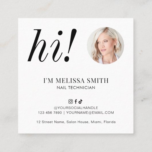Minimalistische Nail Artist Salon Manicure Moderne Vierkante Visitekaartje (Achterkant)