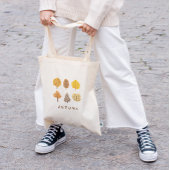 Minimalistische najaarstructuur en pompoen tote bag