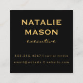 Minimalistische namaak gouden metallic vierkante visitekaartje (Achterkant)