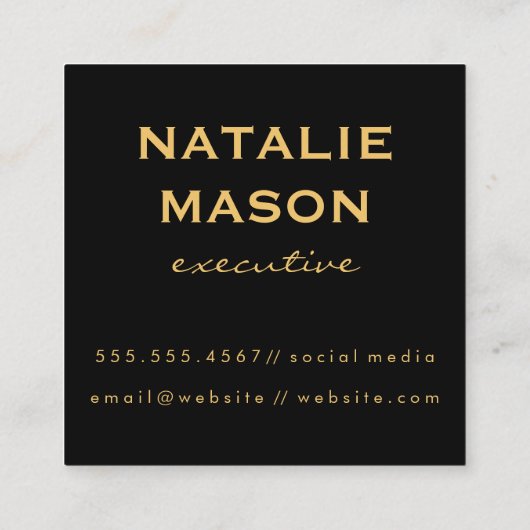 Minimalistische namaak gouden metallic vierkante visitekaartje (Achterkant)