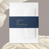 Minimalistische namen Datum Navy Gold Bruiloft Uitnodigingen Wikkel