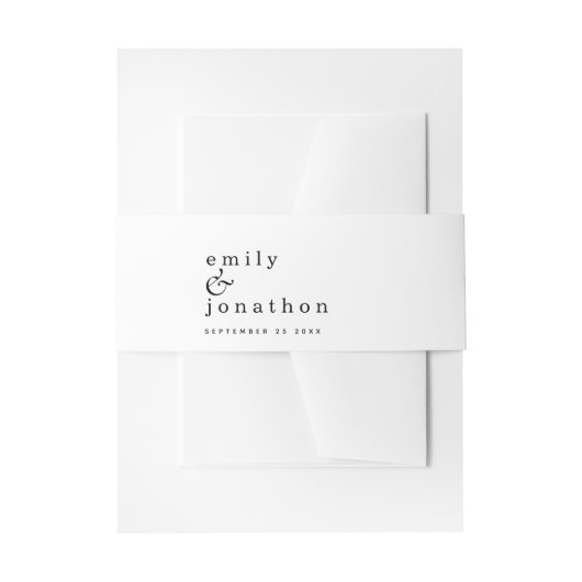 Minimalistische namen Datum Zwart Wit Bruiloft Uitnodigingen Wikkel (Voorkant Voorbeeld)