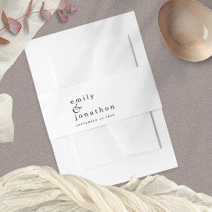 Minimalistische namen Datum Zwart Wit Bruiloft Uitnodigingen Wikkel