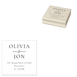 Minimalistische namen en retouradres Huwelijk Rubberstempel
