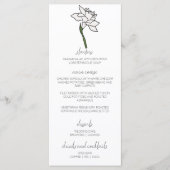 Minimalistische Narcissus Bloem Wedding Menu (Voorkant)