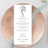 Minimalistische Narcissus Bloem Wedding Menu
