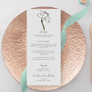 Minimalistische Narcissus Bloem Wedding Menu