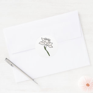 Minimalistische Narcissus bruiloft Ronde Sticker