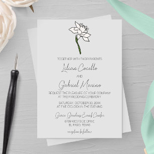 Minimalistische Narcissus huwelijksuitnodiging Kaart