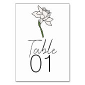 Minimalistische Narcissus Trouwtafel Nummer Kaart (Voorkant)