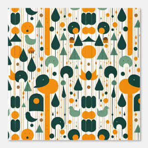 Minimalistische Natuur en geometrische vogelpatron Behang