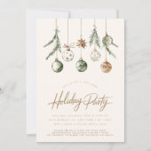 Minimalistische Natuur Rustiek Beige Kerstfeest Kaart (Voorkant)