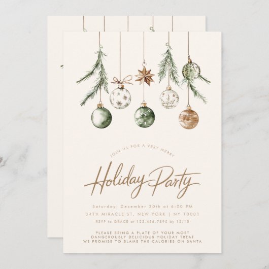 Minimalistische Natuur Rustiek Beige Kerstfeest Kaart (Voorkant / Achterkant)