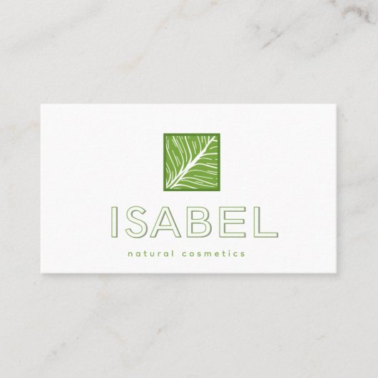 Minimalistische natuurlijke cosmetica logo Qr-code Visitekaartje (Voorkant)