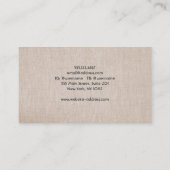 Minimalistische natuurlijke linnen look visitekaartje (Achterkant)