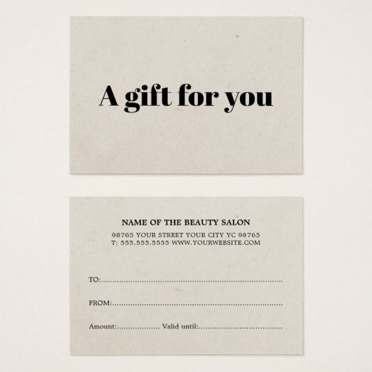 Minimalistische natuurlijke papiertextuur licht be visitekaartje (Voorkant /achterkant)