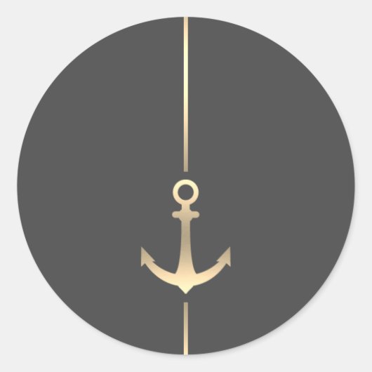 Minimalistische Nautical Gold Anker Ronde Sticker (Voorkant)