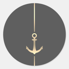 Minimalistische Nautical Gold Anker Ronde Sticker