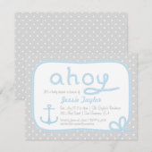 Minimalistische nautische thema baby douche uitnod kaart (Voorkant / Achterkant)