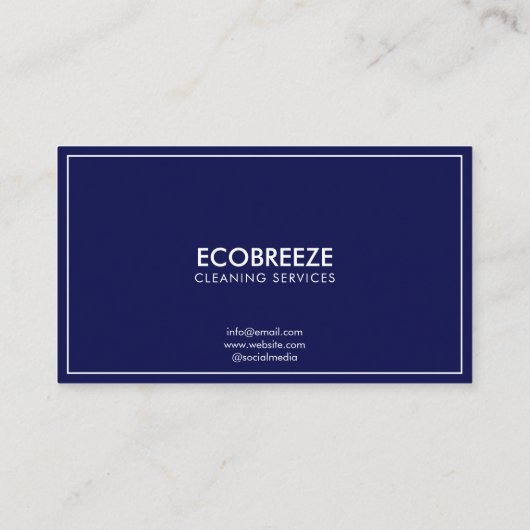 Minimalistische Navy Accent Kantoor Schoonmaak Visitekaartje (Achterkant)